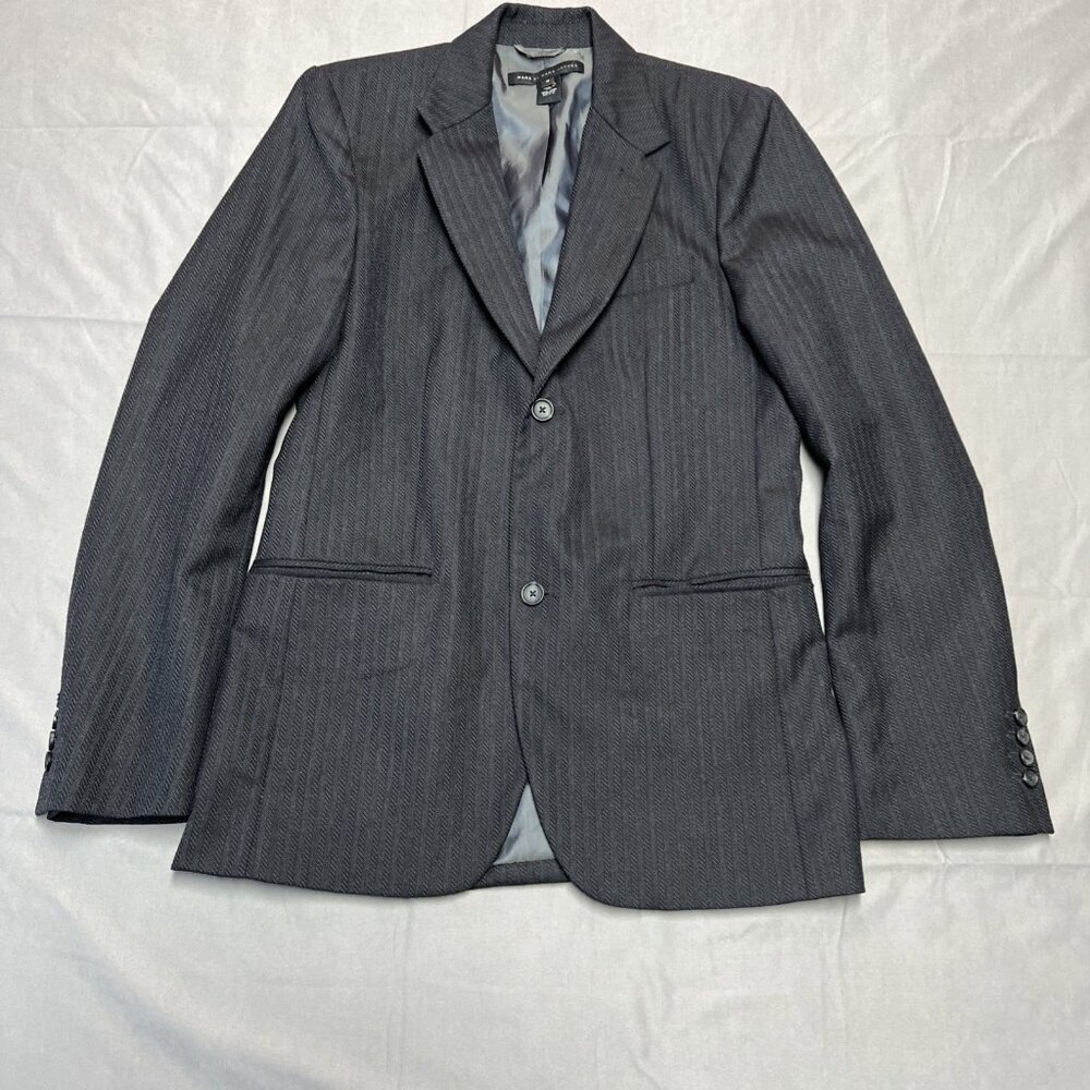 Marc by Marc Jacobs gray and blue striped mens 100% wool blazer size medium USA